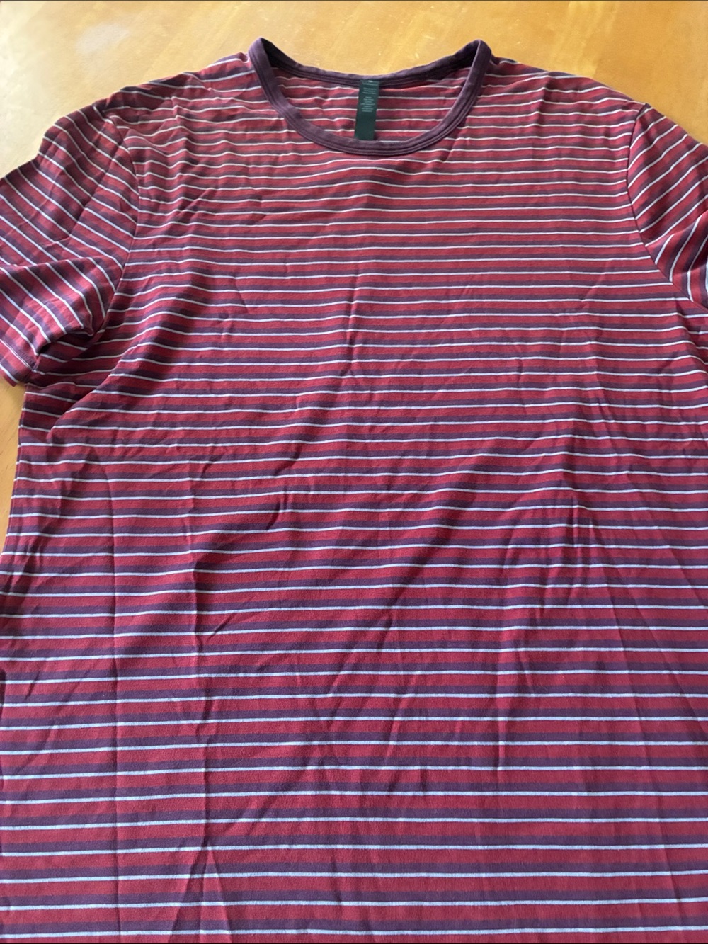 Lululemon Men's Striped Crew Neck Shirt - Burgundy